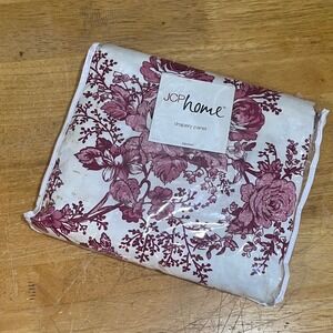 Vtg JCP Home Toile Garden Drapery Panel 84" Red Multi Floral French Country New